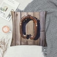 thumbnail image 2 of GOSMITH  Square Decorative Pillowcases Wood Pillows Country Western Lucky Horseshoe Rustic Wood Pillow Decor Throw Pillow Cover with Hidden Zipper for Bedroom Sofa, 2 of 5