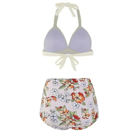 High Waist Bikini SetWomens Sport 2 Piece High Waist Bikini Sets Swimsuits Halter Tops Boyshort Bottom