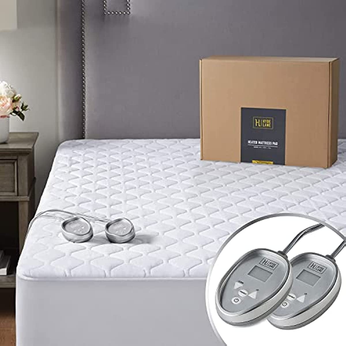 Premium Heated Mattress Pad King Size 78x80 inch Quilted Cotton Top