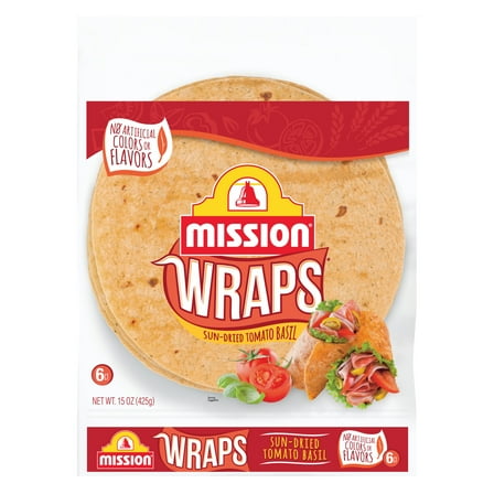 Mission Wraps Sundried Tomato Basil Flour, 6 Count
