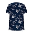 thumbnail image 6 of Fznquz Summer Casual Tops for Women 2025 Tops Blue Floral Print Short Sleeve Button Blouses for Women Plus Size, 6 of 7