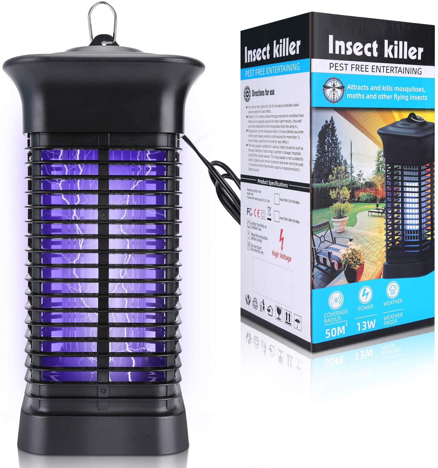 20W 110V Electric Waterproof Bug Zapper Insect Zapper Mosquito Killer Outdoor 