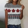 thumbnail image 3 of T-shirt Imprimé pour Femmes, Manches Courtes Col Rond Décontracté Mélange Coton-Polyester Léger Respirant Haut pour Usage Quotidien et Magasinage, 3 of 5