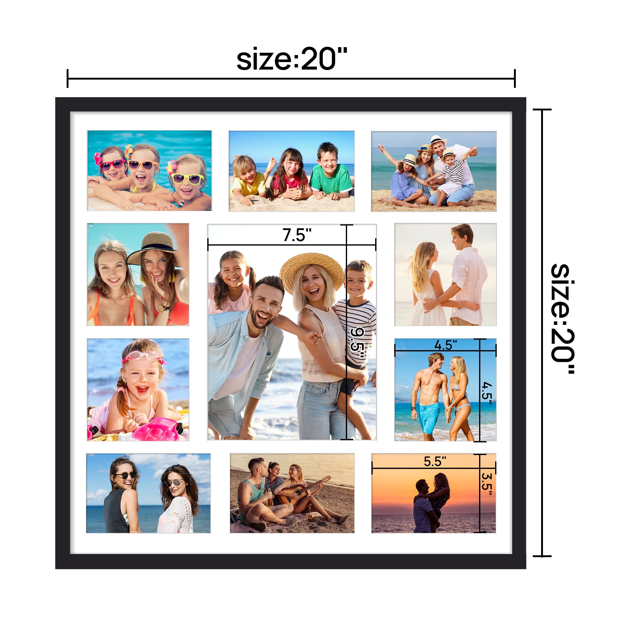 20x20 Sindcom Collage Picture Frame, Black