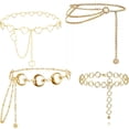 thumbnail image 1 of 4 Uds. Cinturón de cadena de Metal para mujer, cadena para la cintura del vientre, cinturones de eslabones para el cuerpo a la moda, aproximadamente 90-105cm, 1 of 7