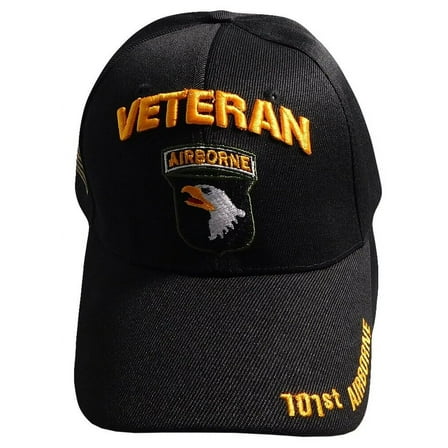 101st Army Airborne Veteran Black Acrylic Adjustable Embroidered Cap Hat