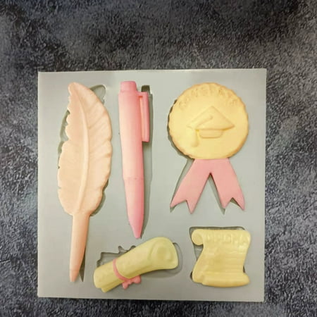 

KKCXFJX Graduation Theme Silicone Mold Chocolate Fondant Cake Mold Graduation Cap Decoration Decoration Baking Glue Mold