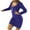 Blue, variant on Womens Long Sleeve Zip - Front Knit Bodycon Dress, Stretchy Party Outfit, Solid Color Styles, Short Length, for Nightclub & Dates