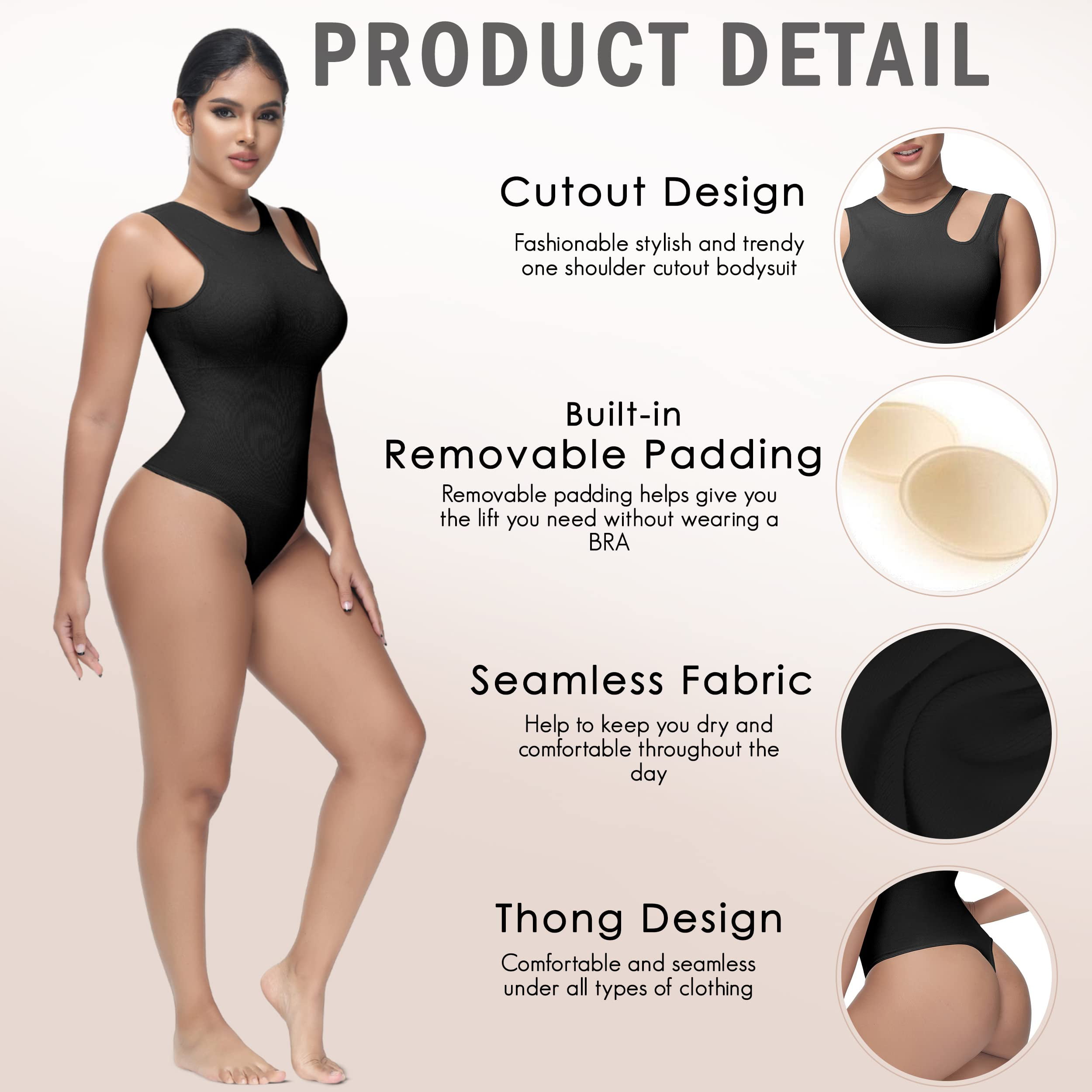 Soo slick Shapewear Bodysuit for Women Tummy control Tops Cutout