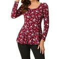 thumbnail image 6 of Allegra K Women's Printed Scoop Neck Long Sleeves Peplum Blouse, 6 of 7