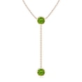 thumbnail image 1 of Angara Collier Péridot Naturel - Collier Style Lariat Péridot Rond 2.8 ct en Or Rose 14K pour Femmes, 1 of 8