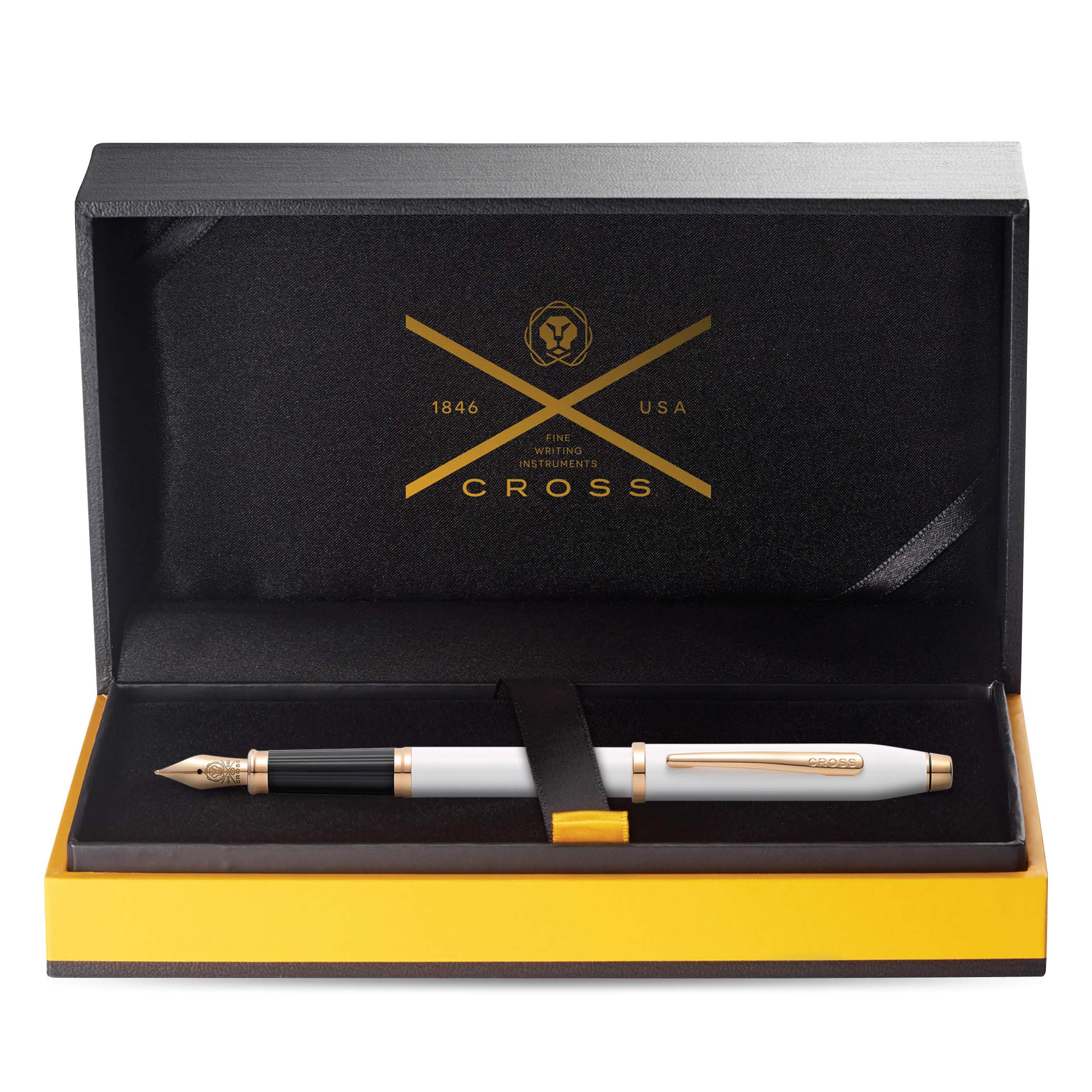 Cross Century® II Pearlescent White Lacquer with Polished Rose Gold PVD Appointments and Polished Rose Gold PVD Medium Nib Fountain Pen