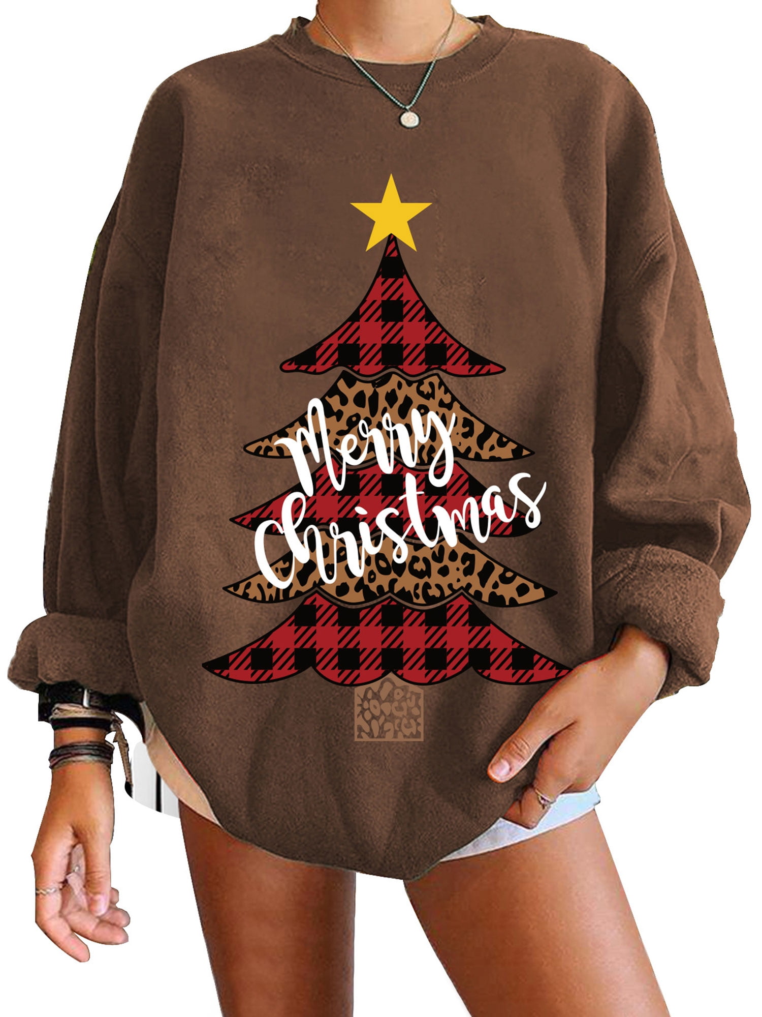 TWY Women Christmas Tree Leopard Print 