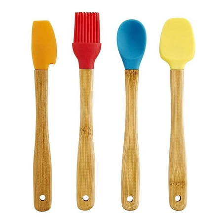 

Mrs Anderson s 4pc Bamboo & Silicone Mini Tool Set - Spatula Baster Spoon Scraper