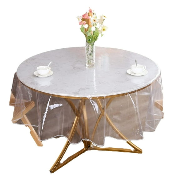 Elegant 60 Inch Clear Vinyl Table Protector Round Tablecloth for Everyday Use