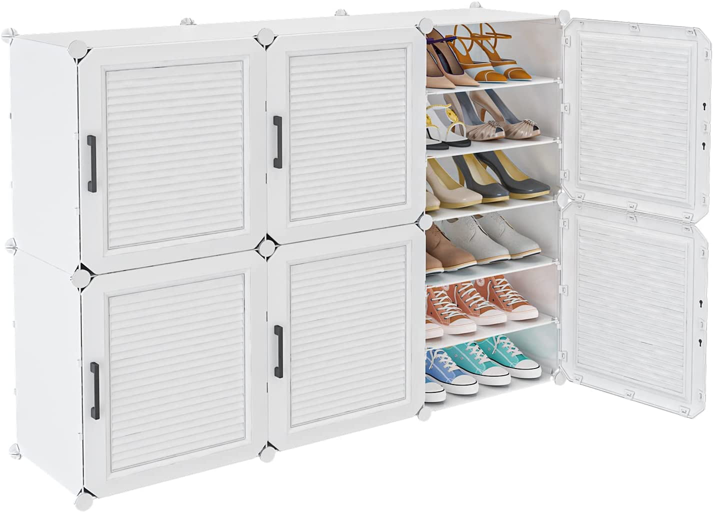 PURELOVEE 30-Pair Shoe Rack Shoe Organizer DIY Shoe Storage Modular Plastic  Shoes Cabinet with Transparent Doors, Cabinet Shelf Organizer for