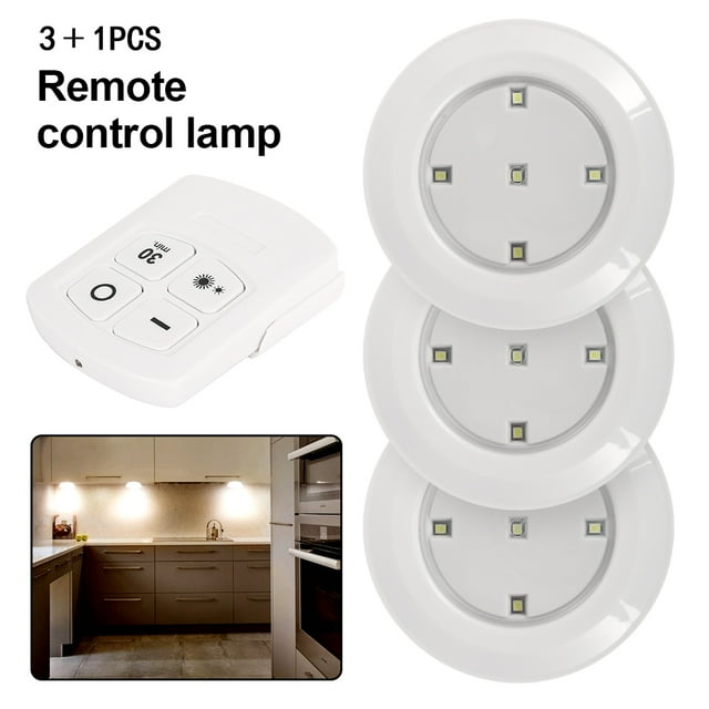 Wireless LED Puck Lights, Portable Under Cabinet Lighting Battery Operated DIY Stick On Lights Wireless Closet Counter Kitchen