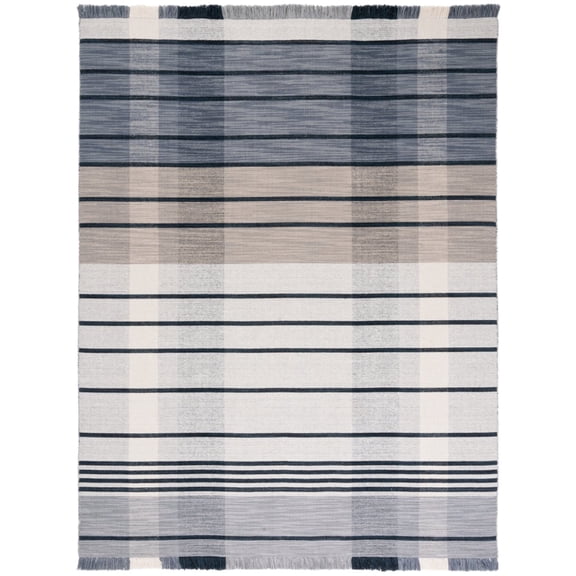 SAFAVIEH Striped Kilim STK704G Light Grey / Black Rug