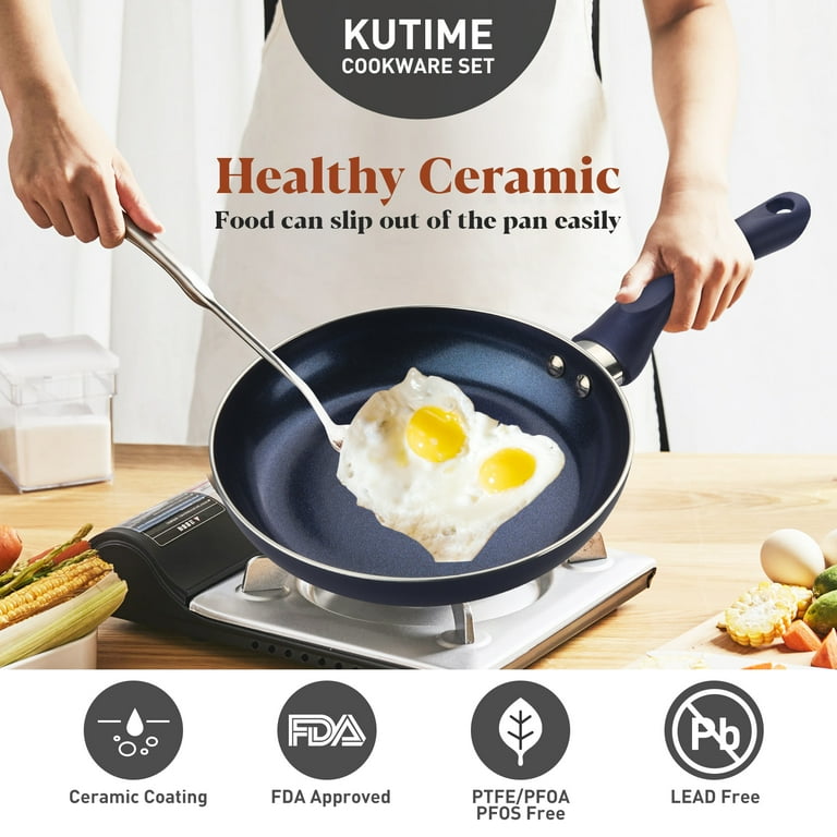 KUTIME 10 - Piece Non-Stick Aluminum Cookware Set & Reviews