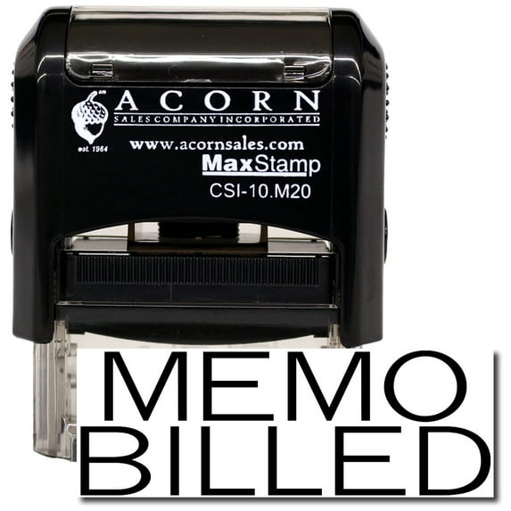 Self-Inking Memo Billed Stamp with Green Ink