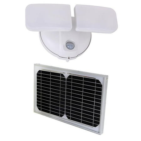 

10 watts White Solar Powered Dual Head Motion Activated Outdoor Integrated LED Flood Spot Light