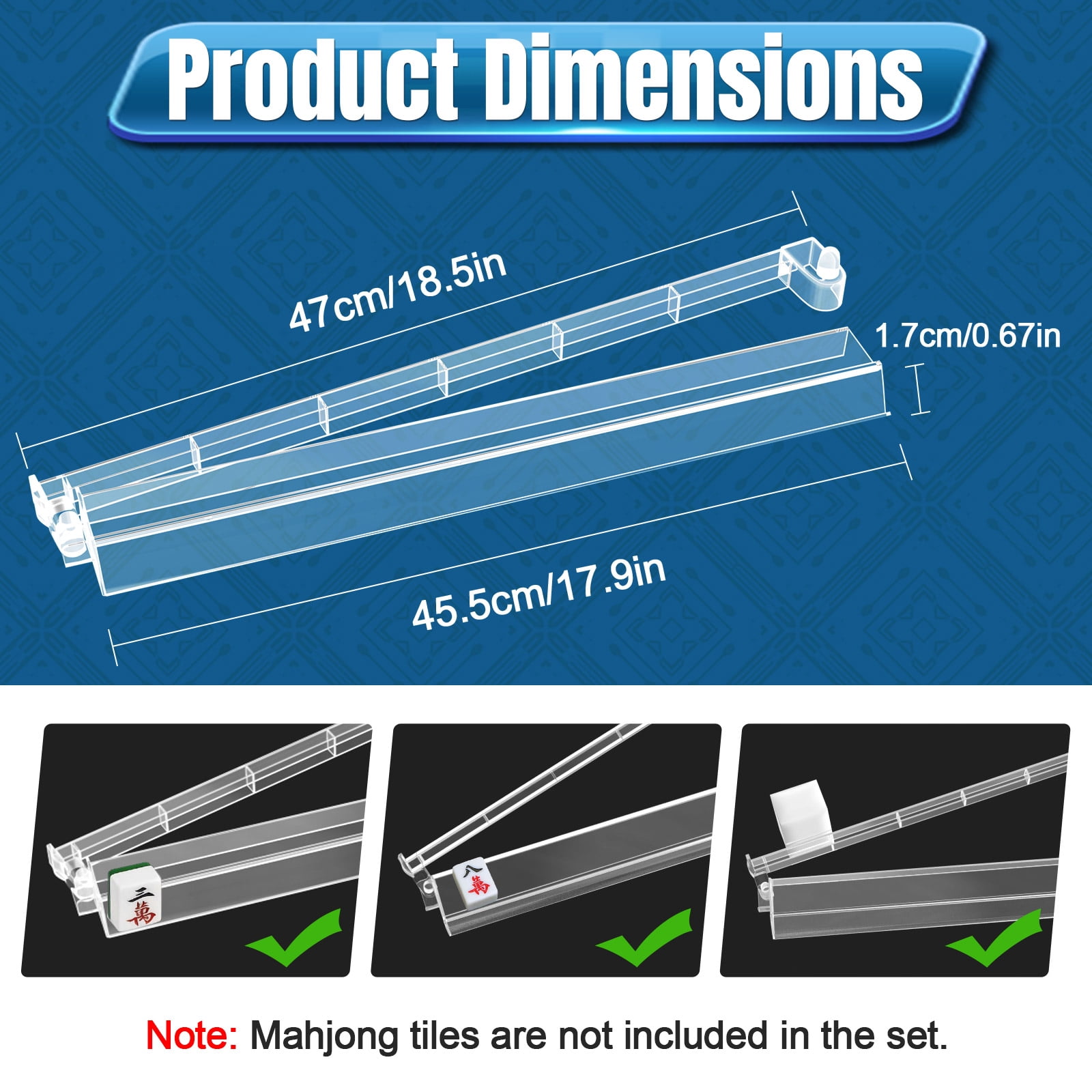 Mahjong Racks with Pushers Set of 4, Clear Mahjong Rack Accessories & Gifts