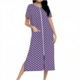 thumbnail image 2 of Camisón largo con cremallera para mujer, bata de punto, largo completo, color degradado, con bolsillos, 2 of 7