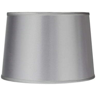 Springcrest Sydnee Satin Light Gray Medium Drum Lamp Shade 14" Top x 16" Bottom x 11" Slant x 11" High (Spider) Replacement with Harp and Finial