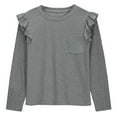 thumbnail image 6 of WQNVRNR Girls Ruffle Cotton T Shirts- Casual Cute Fashion Long Sleeve Kids Tops Gray Size 6, 6 of 6