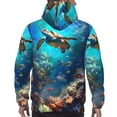 thumbnail image 7 of Pofeuu Underwater Fish Turtle Print Mens Casual Hooded Collar Drawstring Hoodies Pullover Sweatshirts Casual Long Sleeve Shirts-Medium, 7 of 7
