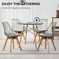 thumbnail image 2 of 5 Piece Round Dining Table Set for 4, 35.5" Kitchen Table with 4 Clear Gray Acrylic Chairs for Restaurant Bedroom Living Room, Space Saving Black Table Chair Set of 4, 2 of 8