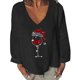 thumbnail image 2 of Pntutb Mujer Moda Casual Cuello En V Manga Larga Cómodo Estampado Navideño Sudadera tops Blusa Pntutb Pntutb-25, 2 of 5