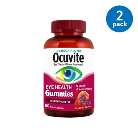 (2 Pack) Bausch + Lomb Ocuvite Eye Vitamin & Mineral Supplement Eye Health Gummies - 60 (Best Time To Take Vitamin Supplements)