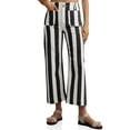 thumbnail image 5 of High Waist Women Stripe Print Casual Pants Ankle Length Capris Straight Trousers, 5 of 7