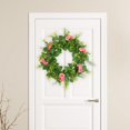 thumbnail image 2 of Corona de puerta de entrada de 45 cm, flores artificiales, guirnalda, ramo, hojas verdes, floral Corona de rosas (rosa manchado), 2 of 9