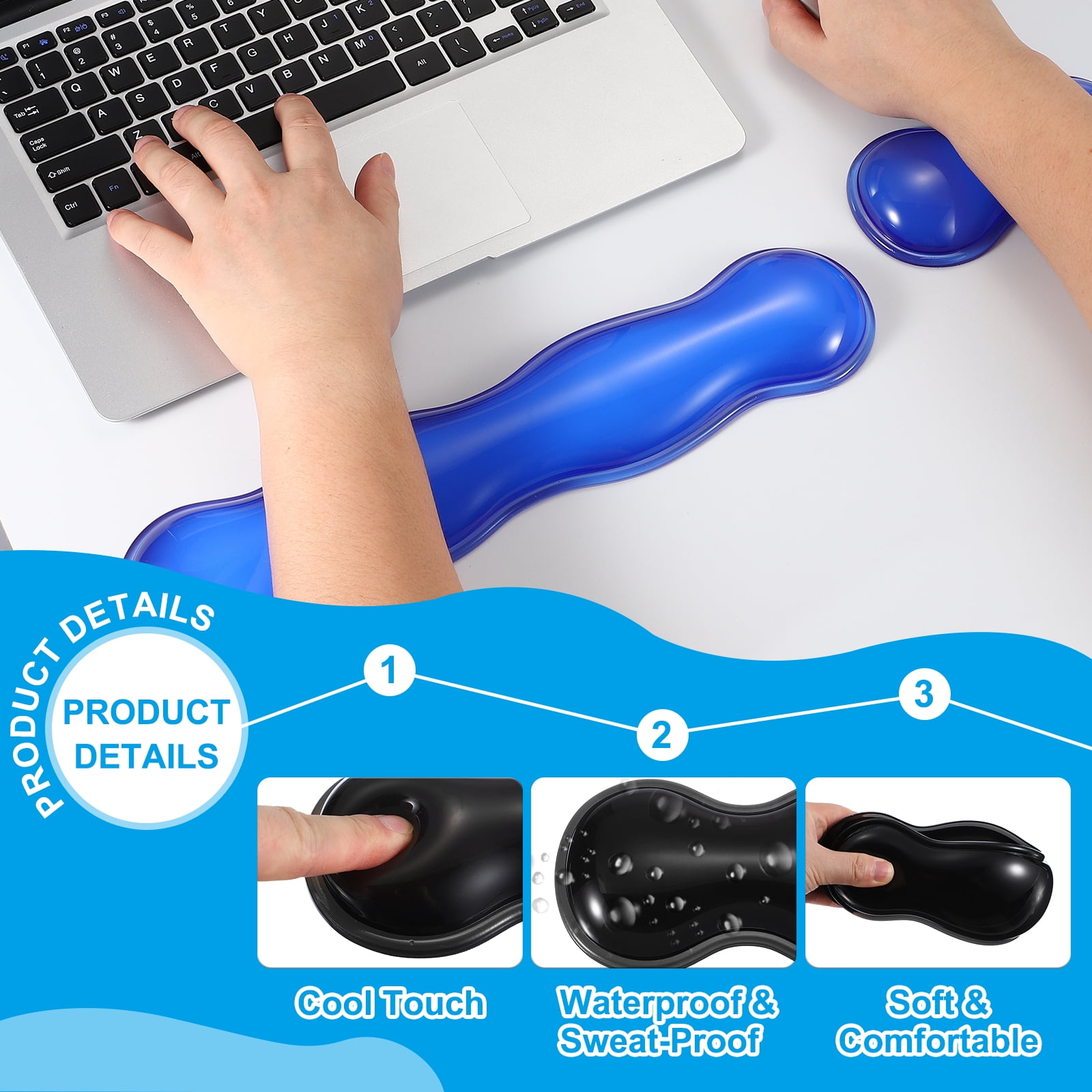 Uxcell Gel Wrist Rest, Gel Mouse Pad Mouse Wrist Support for Keyboard and Mouse Ergonomic,Keyboard Pad Black