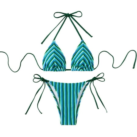 Clearance! Yajing Cute Bikinis Xl Green Women s Terrycloth Swimsuit Summer Bikini Set with Chest Pad