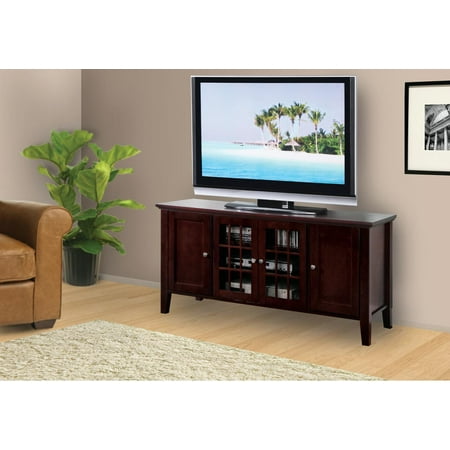 54 Dark Cherry Wood Entertainment Center Tv Console Stand With 54 Dark Cherry Wood Entertainment Center Tv Console Stand With Gl Cabinet Doors Storage