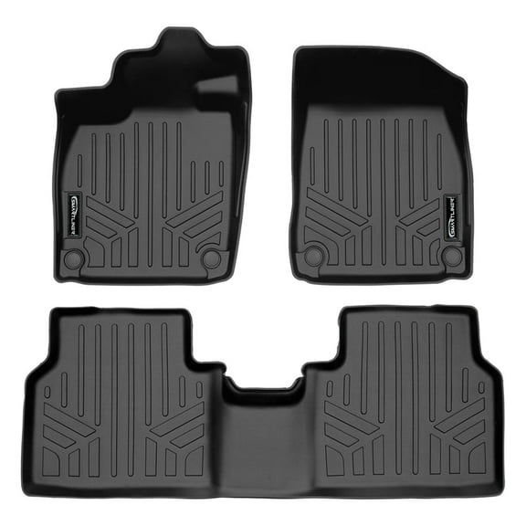 SMARTLINER Custom Fit All Weather 2 Row Black Floor Mat Liner Set Compatible With 2021-2025 Volkswagen ID.4