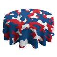 thumbnail image 4 of Red Blue Camo Bold Shapes Pattern Round Tablecloth 60"x60",Wrinkle Wipeable Table Cloth for Kitchen Dining Room Picnic Patio Party, 4 of 6