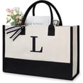 thumbnail image 1 of GFDYREE Personalized Initial Canvas Beach Bag, Monogrammed Gift Tote Bag for Women, 1 of 7