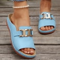 thumbnail image 4 of Xdegoge Women's Flat Slide Sandals Open Toe Summer Shoes Metal Buckle Slip On Casual Beach Vacation Comfortable Daily Walking Footwear, 4 of 7