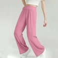 thumbnail image 6 of JTSRKL Teen Girls Wide Leg Sweatpants Cute Kids Casual Smoked High Elastic Waist Baggy Pants with Pockets Pink 13-14 Years, 6 of 9