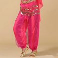 thumbnail image 3 of AWZXDE Women's Belly Dance Harem Pants with Sequined Waist Chain, Sheer Chiffon Loose Fit Bohemian Palazzo Pants for Performance Hot Pink,S, 3 of 3
