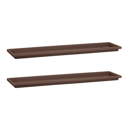 HC Companies Farmhouse Venetian 18 Inch Flower Box Saucer, Chocolate (2 Pk)