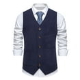 thumbnail image 2 of Men's Corduroy Suit Vest V Neck Cowboy Vest Vintage 5 Snaps Western Business Vests Casual Waistcoat for Wedding Prom, 2 of 6