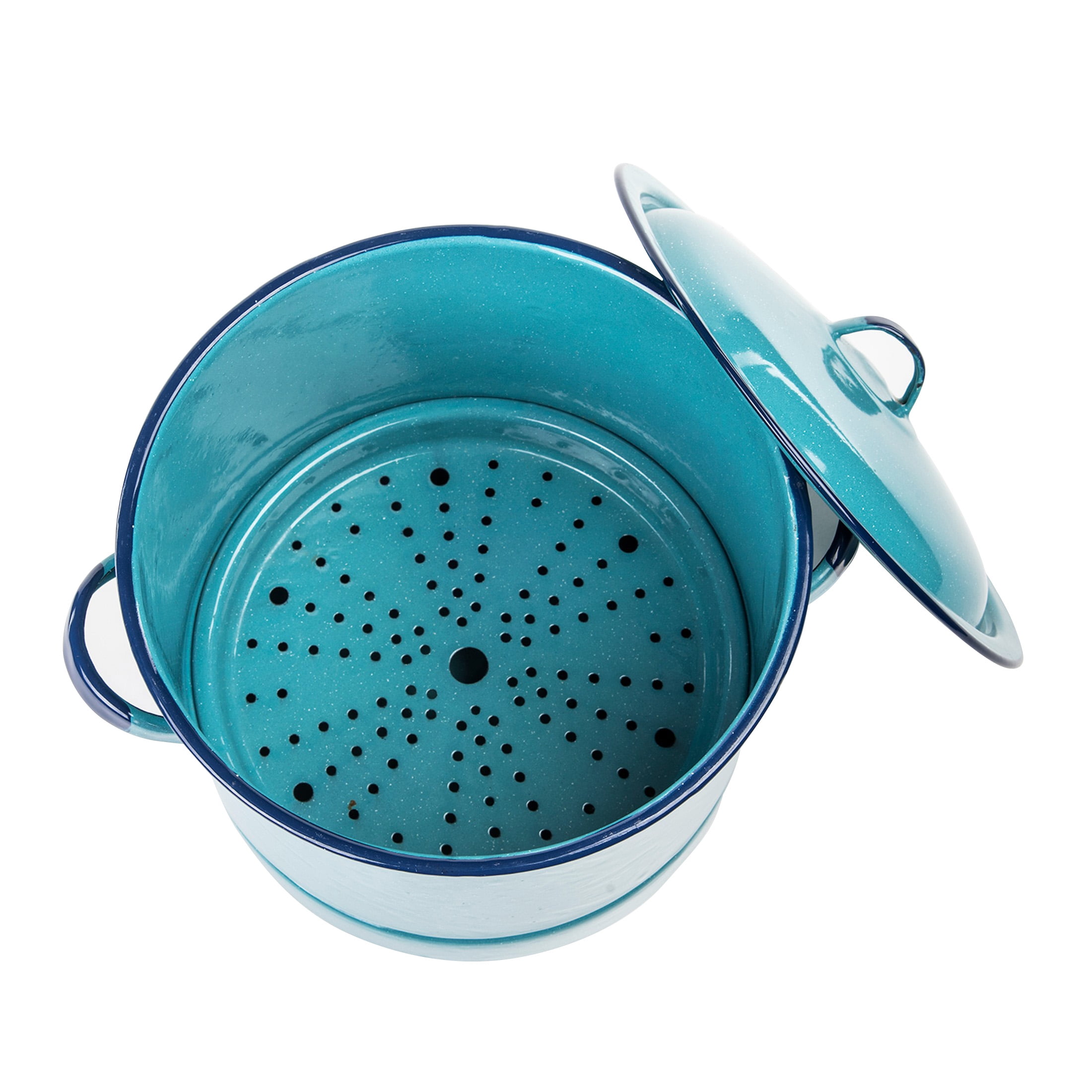 Cinsa Turquoise Blue 15-Quart Enamel on Steel Stockpot with Lid and Trivet