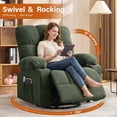 thumbnail image 4 of UHOMEPRO Swivel Recliner Chair with Massage and Heat, 360 Degree Swivel Rocker Recliner for Adults, Wide Seat Manual Recliner Chair with Cup Holders, USB Charging, Side Pockets, Green, 4 of 11