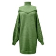 thumbnail image 6 of NMMUED Sweater Dress Women Mini Sweater Dress Long Sleeve Sweater Dress Turtle Neck Sweater Dress Winter Dresses for Women Womens Sweaters Dressy Casual Mock Neck Sweater Dress Green XL, 6 of 6