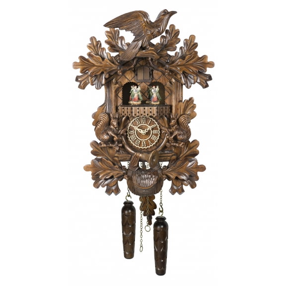 Quartz Cuckoo Clock Hunting clock, with music, turning dancers TU 381 QMT HZZG